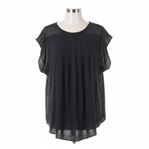 Solution Black‎ Beaded Studded Dolman Blouse Medium Sheer Chiffon Goth Party Top